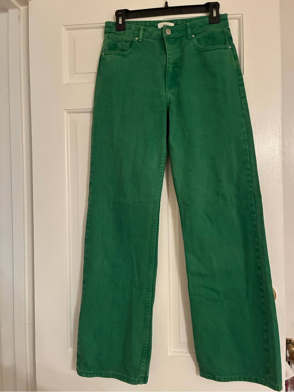 High-Rise Wide Leg Jeans in Kelly Green